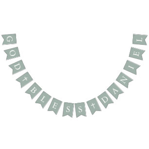 Bannière À Fanions Sage Green Croix blanche Boy Baptism Baptism drape