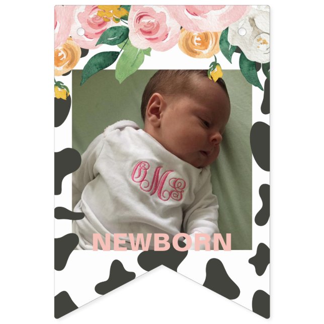 Bannière À Fanions Saint Vache premier anniversaire 12 mois Photo (Deuxième drapeau)