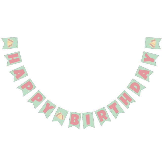 Bannière À Fanions Sandwich à la fraise Matcha Joyeux anniversaire (Tout)