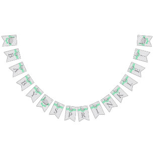 Bannière À Fanions Saupoudrage de bébé vert et gris blanc