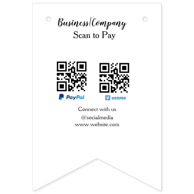 Bannière À Fanions Scanner pour payer le code q r paypal venmo ajoute (Premier drapeau)