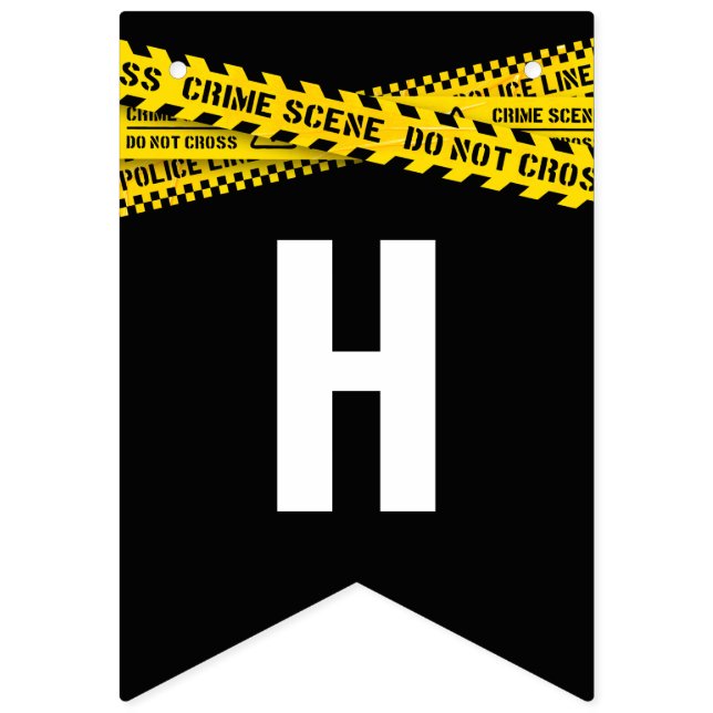 Bannière À Fanions Scène de crime fête d'anniversaire avec bande de p (Deuxième drapeau)