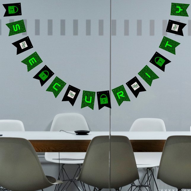 Bannière À Fanions Sécurité Info - Code informatique et cadenas numér (Créateur téléchargé)