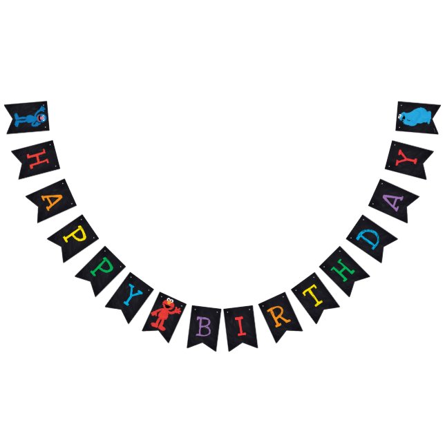 Bannière À Fanions Sesame Street Chalkboard anniversaire (Tout)
