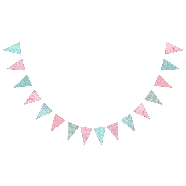 Bannière À Fanions Shabby Chic Bunting. (rose et bleu) (Tout)