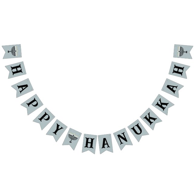 Bannière À Fanions Simple Festival des lumières Menorah Hanoukka (Tout)