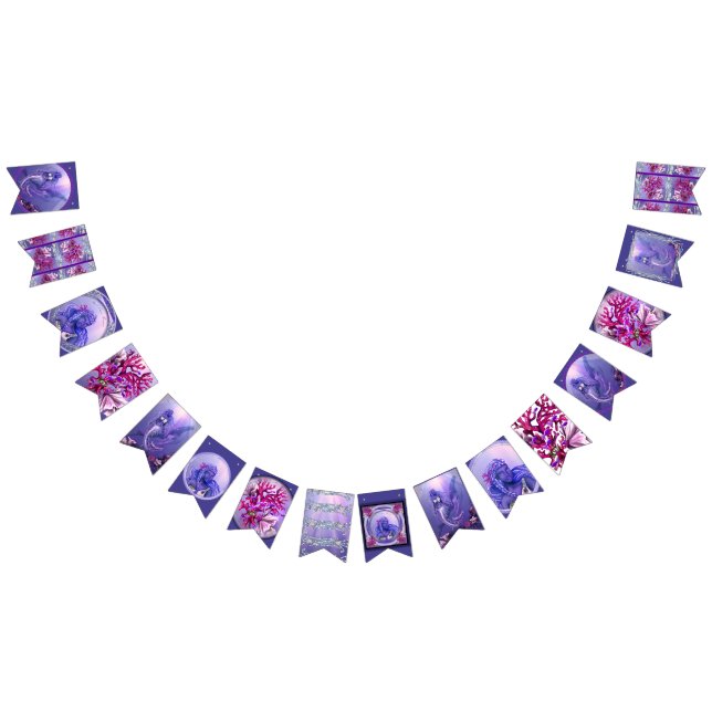 Bannière À Fanions Sirène d'océan violet (Tout)