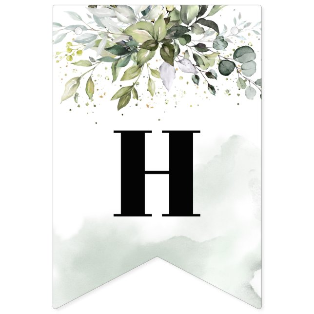 Bannière À Fanions Soirée branchée boho eucalyptus vert 16e anniversa (Premier drapeau)