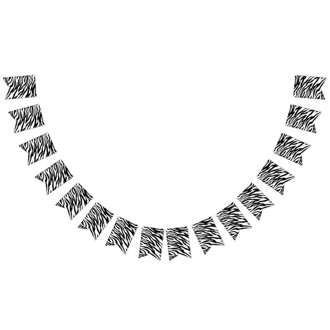 Bannière À Fanions Soirée d'anniversaire en safari imprimé noir blanc (Tout)