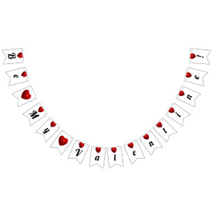 Bannière À Fanions Sois Ma Saint-Valentin ! Cœurs rouges