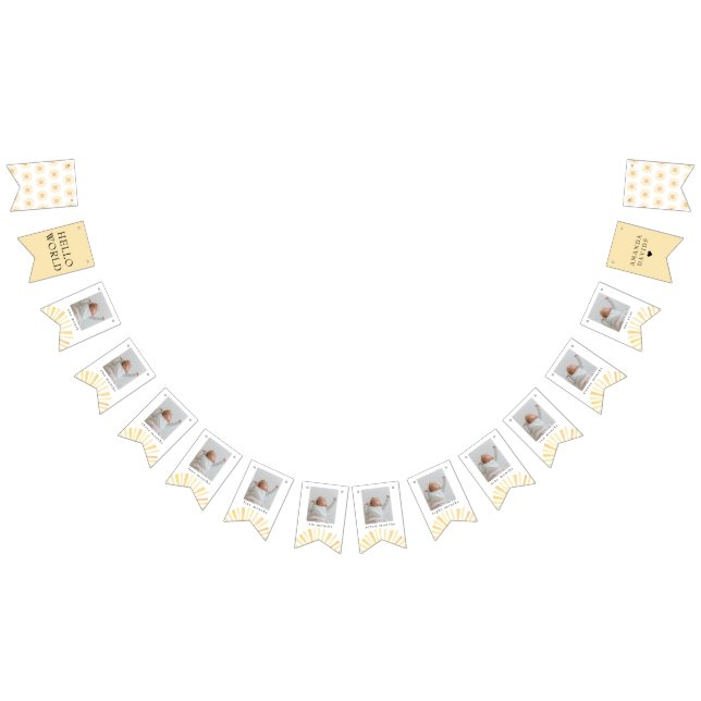 Bannière À Fanions Soleil Soleil Jaune Anniversaire Jalons Photos (Tout)