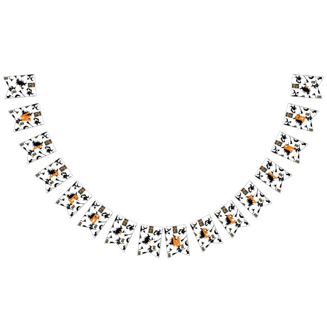 Bannière À Fanions sorcière assistant chatte lune bloomstick (Tout)