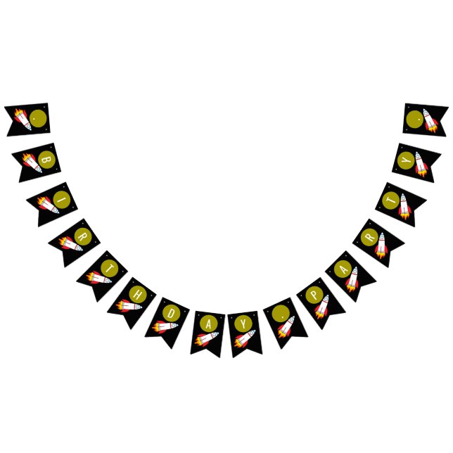 Bannière À Fanions Space Rocket to the Moon Children's Birthday (Tout)