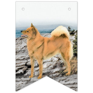 Bannière À Fanions Spitz finlandais à Seashore Peinture - Chien Art