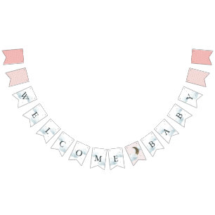 Bannière À Fanions Star Moon & Cloud Welcome Baby Pink Bunting Flags