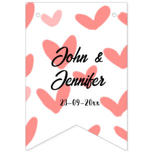 Bannière À Fanions style de texte minimal simple blanc mariage cœur r