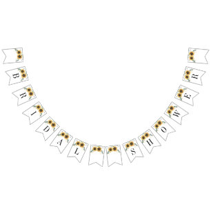 Bannière À Fanions Sunflower Eucalyptus Fête des mariées Boho verte