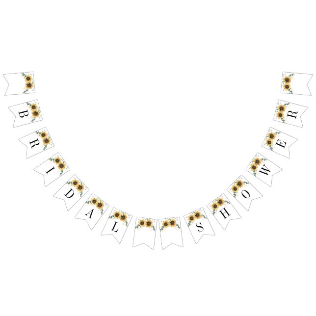 Bannière À Fanions Sunflower Eucalyptus Fête des mariées Boho verte (Tout)