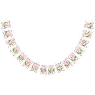 Bannière À Fanions Sweet 16 Roses Gold Parties scintillant Girly Flor