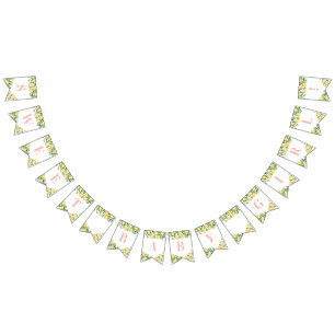 Bannière À Fanions Sweet Baby Girl Citrons Rose Baby shower Citrus