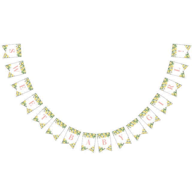 Bannière À Fanions Sweet Baby Girl Citrons Rose Baby shower Citrus (Tout)