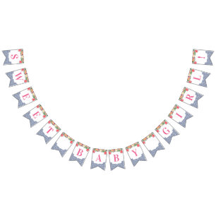 Bannière À Fanions Sweet Baby Girl Citrus Baby shower de tuiles espag