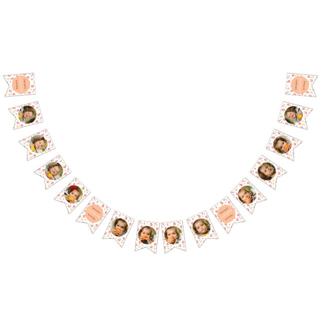 Bannière À Fanions Sweet Peach Anniversaire 12 Mois Photo Jalon (Tout)