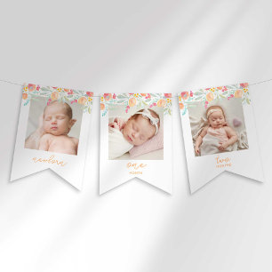 Bannière À Fanions Sweet Peach First Birthday Photo Banner