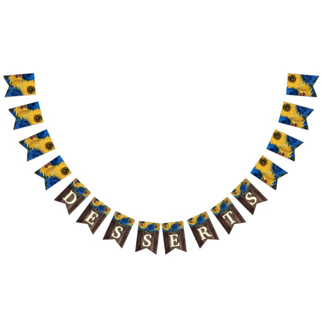 Bannière À Fanions Table de dessert Rustique Rose bleu tournesol (Tout)