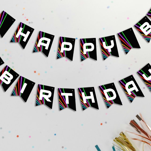 Bannière À Fanions Tag laser Neon Fête d'anniversaire (Laser Tag Neon Light Birthday Party Bunting Flags
)