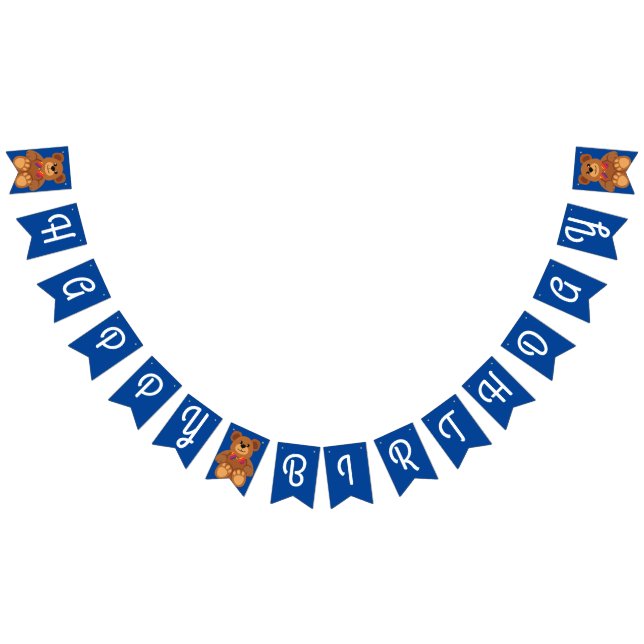 Bannière À Fanions Teddy Bear Rainbow Cute Kid's Birthday Party (Tout)