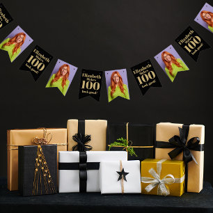 Bannière À Fanions Tête personnalisée Visage amusant Photo d'annivers