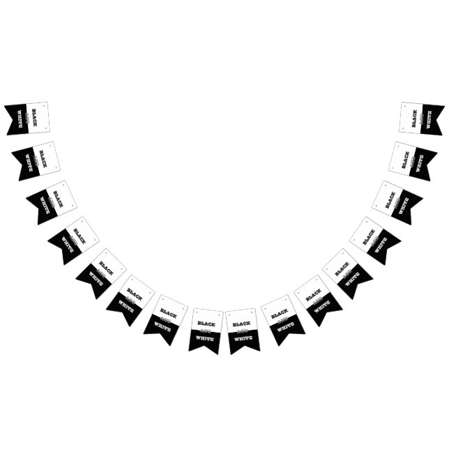 Bannière À Fanions Texte Blanc Gris Noir Et Couleurs Solides (Tout)