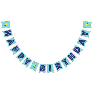 BANNIÈRE À FANIONS TEXTE DE MARINE ET ☆ HEUREUX D'ANNIVERSAIRE DE