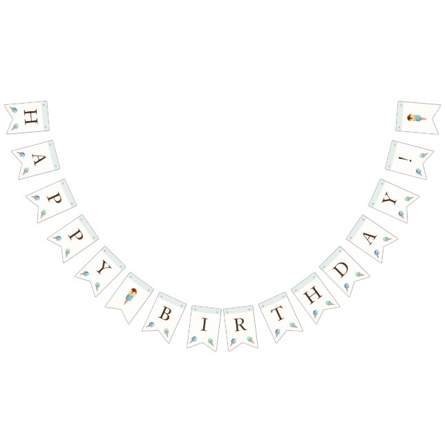 Bannière À Fanions Thème Crème de glace Anniversaire (Tout)