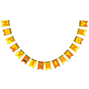 Bannière À Fanions Thème de construction mignonne Fête d'anniversaire