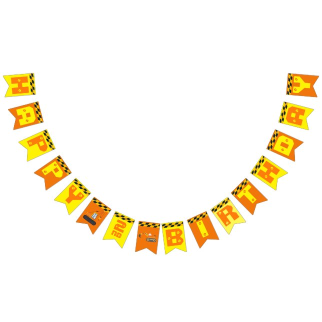 Bannière À Fanions Thème de construction mignonne Fête d'anniversaire (Tout)