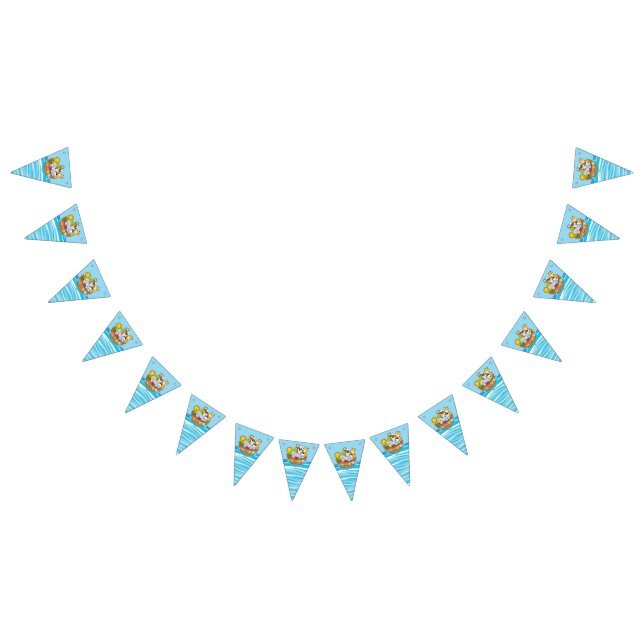 Bannière À Fanions Thème de l'arche de Noé avec des animaux de bébé (Tout)