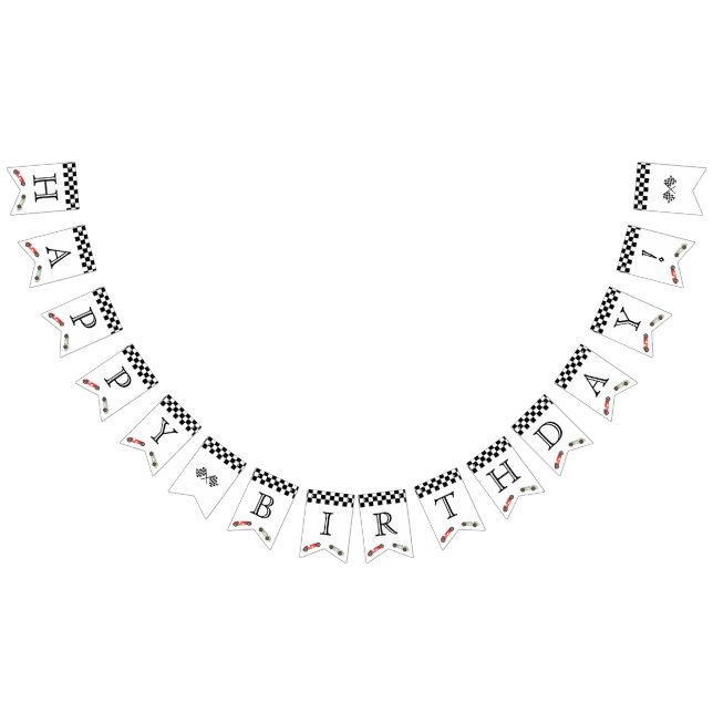 Bannière À Fanions Thème Voiture Race Rétro Anniversaire (Tout)