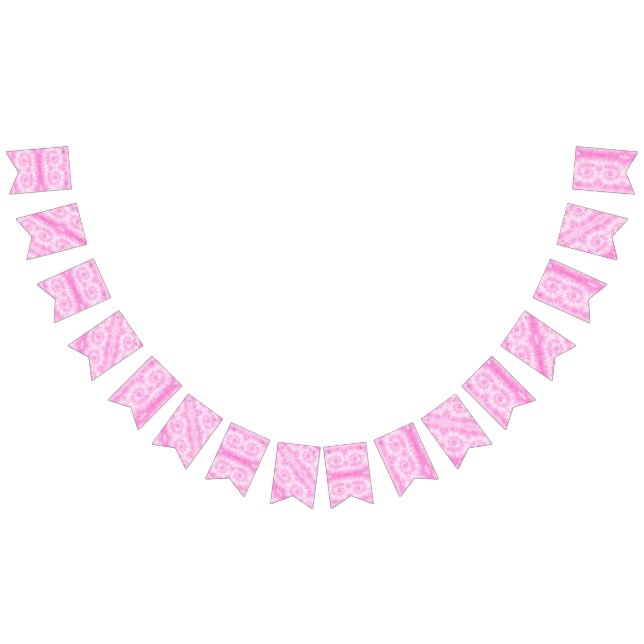 Bannière À Fanions Tiedye rose spirale hippie teint (Tout)