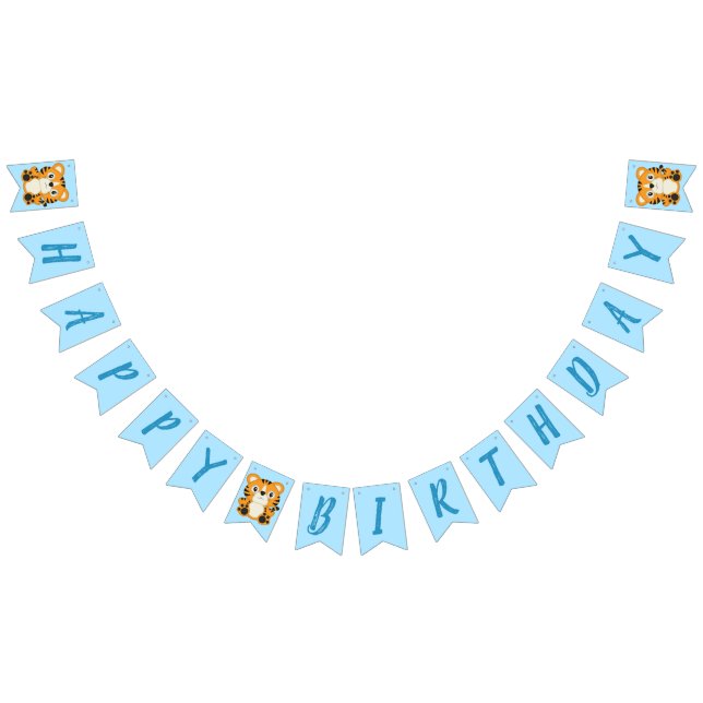 Bannière À Fanions Tiger Anniversaire bleu (Tout)