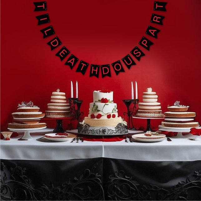Bannière À Fanions Til Death Do Us Part Gothique Moody Noir et Rouge (Créateur téléchargé)