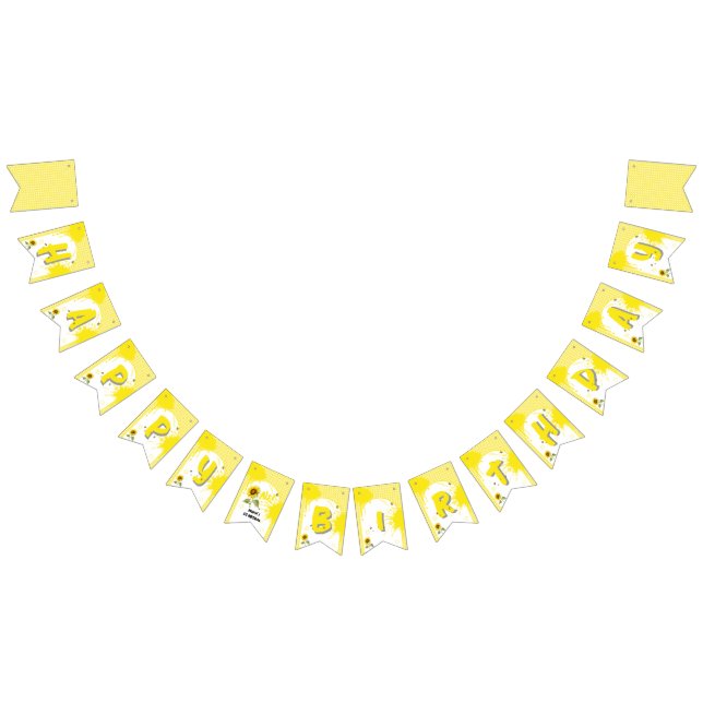 Bannière À Fanions Tournesol aquarelle avec papillons 1er anniversair (Tout)