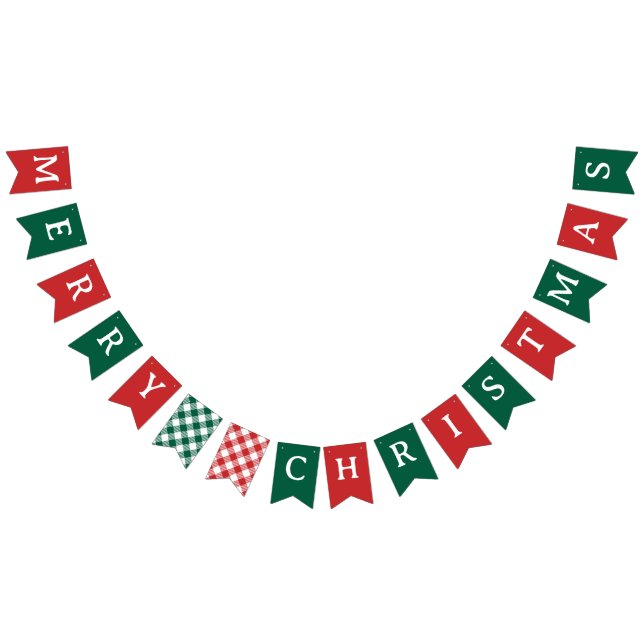 Bannière À Fanions Traditionnel Vert Rouge Joyeux Noël (Tout)