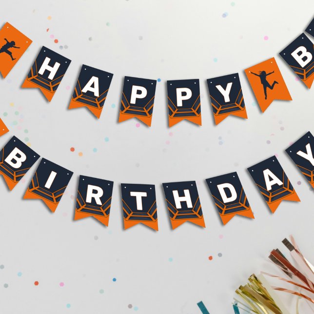 Bannière À Fanions Trampoline Park Jump Orange Birthday Party (Trampoline Park Let's Jump Orange Birthday Party Bunting Flags
)