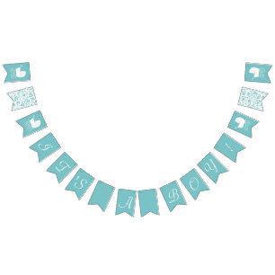 Bannière À Fanions Transport vintage Baby shower Cute Blue Boy