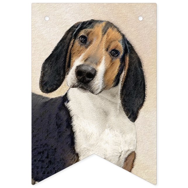Bannière À Fanions Treeing Walker Coonhound Peinture - Art original (Premier drapeau)