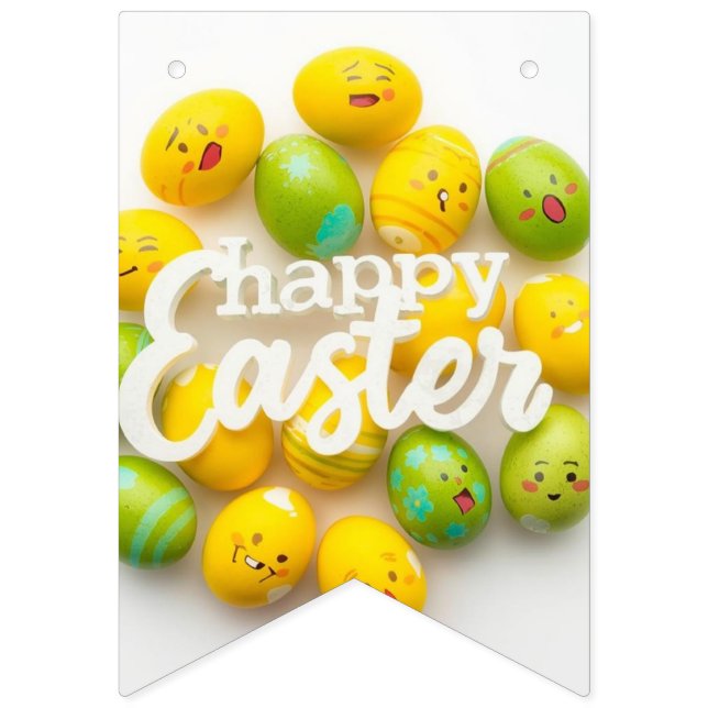 Bannière À Fanions Trendy Yellow & Green  Easter Eggs gift paper (Premier drapeau)