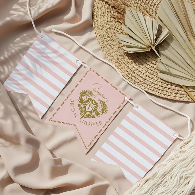 Bannière À Fanions Tropical Rétro Arbre à Palmes Cadeau de Mariage Pi (Retro Tropical Palm Tree Pickleball Bridal Shower Bunting Flags)