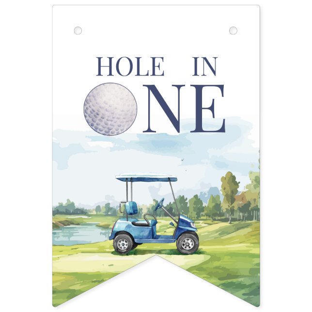 Bannière À Fanions Trou en un golf 1er anniversaire  (Premier drapeau)